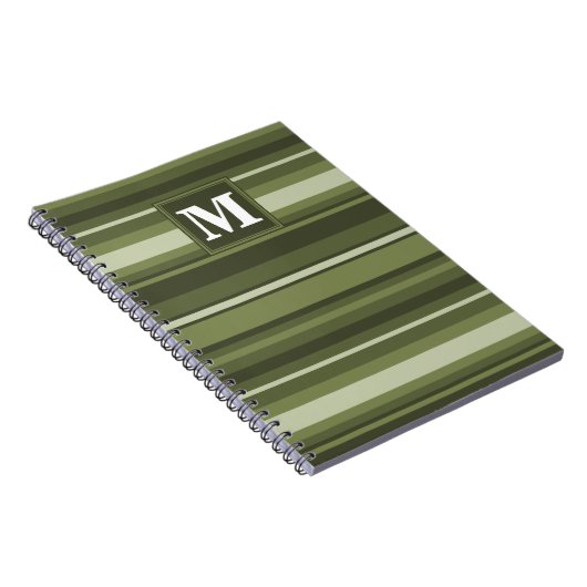 Carnet Monogramme rayures vert olive (Côté Droit)