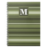 Carnet Monogramme rayures vert olive (Devant)