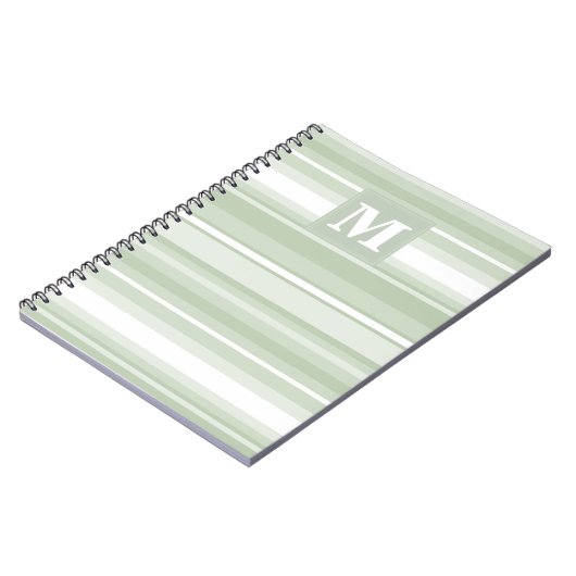 Carnet Monogramme rayures vert pâle (Côté gauche)