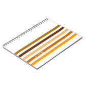 Carnet Monogramme rayures verticales orange marron clair (Côté gauche)