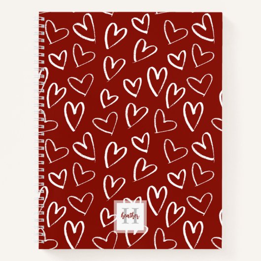 Carnet Monogramme Red Heart Motif Sketchbook (Devant)