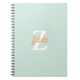 Carnet Monogramme Rétro Personnalisé Vert Glaçon Orange