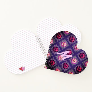 Carnet Monogramme Romantique Rose Pourpre Amour