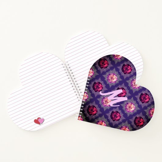 Carnet Monogramme Romantique Rose Pourpre Amour (Intérieur)