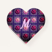 Carnet Monogramme Romantique Rose Pourpre Amour (Devant)