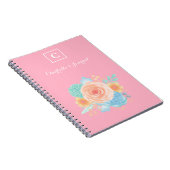 Carnet Monogramme rose Aquarelle florale (Côté Droit)