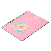 Carnet Monogramme rose Aquarelle florale (Côté gauche)