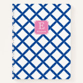 Carnet Monogramme Rose Avec Trellis Bleu Et Blanc En Bamb (Devant)