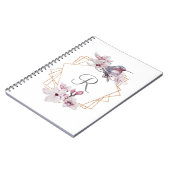 Carnet Monogramme rose blanc Magnolias Bird Gold Frame (Côté gauche)
