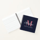 Carnet Monogramme rose bleu bleu marine tendance (Intérieur)
