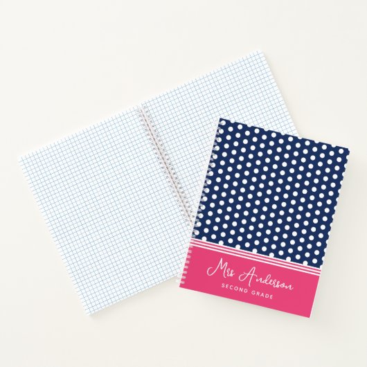Carnet Monogramme rose Bleu Pointe Pointe (Intérieur)