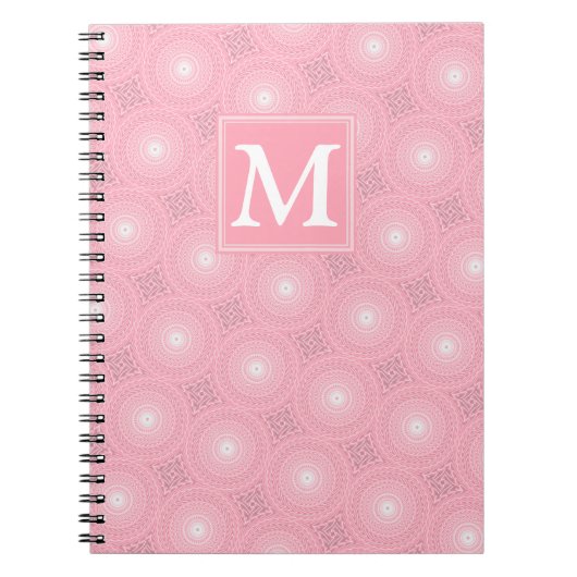 Carnet Monogramme rose cercles motif (Devant)