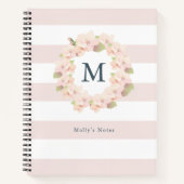 Carnet Monogramme rose cerisier en fleurs (Devant)