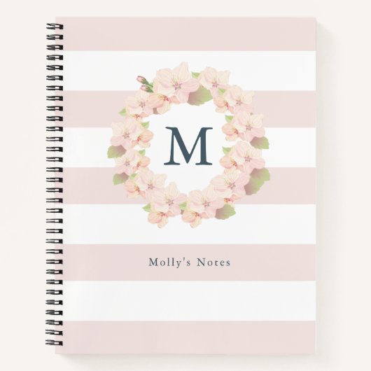 Carnet Monogramme rose cerisier en fleurs (Devant)