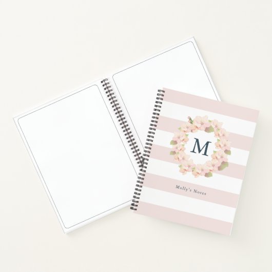 Carnet Monogramme rose cerisier en fleurs (Intérieur)