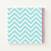 Carnet Monogramme rose chevron bleu clair tendance (Dos)