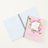 Carnet Monogramme rose du jardin floral (Intérieur)