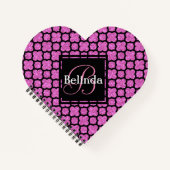 Carnet Monogramme rose et Parties scintillant Quatrefoil  (Devant)