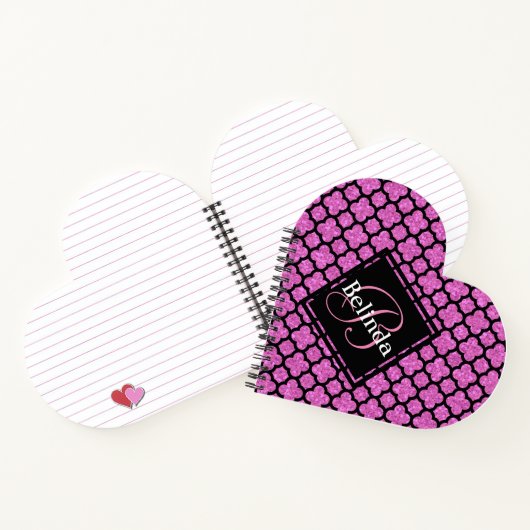 Carnet Monogramme rose et Parties scintillant Quatrefoil  (Intérieur)