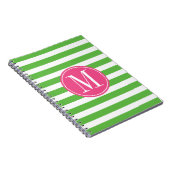 Carnet Monogramme rose et vert de coutume de rayures (Côté Droit)