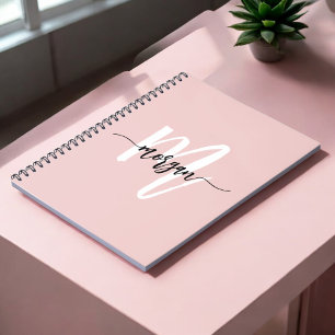 Carnet Monogramme rose fille's mignon Script retour à l'é