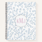 Carnet Monogramme rose floral bleu personnalisé (Devant)
