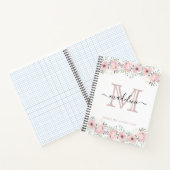 Carnet Monogramme rose floral élégant moderne (Intérieur)
