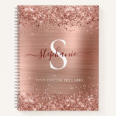 Carnet Monogramme Rose Gold Faux-Parties scintillant Girl (Devant)