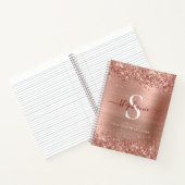 Carnet Monogramme Rose Gold Faux-Parties scintillant Girl (Intérieur)