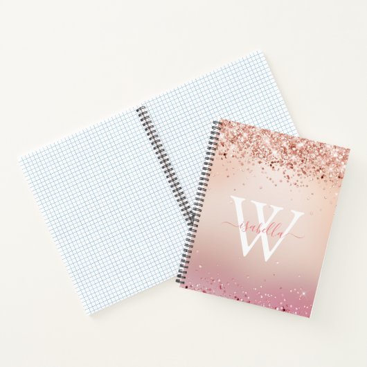 Carnet Monogramme Rose Gold Parties scintillant Élégant N (Intérieur)