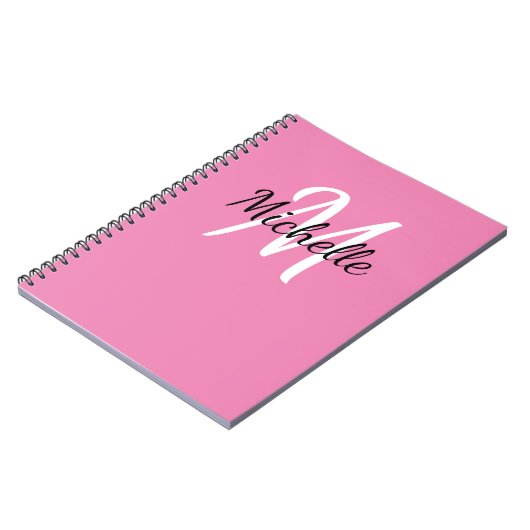 Carnet Monogramme rose minimal pour la fille + Nom initia (Côté gauche)