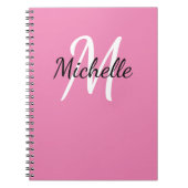 Carnet Monogramme rose minimal pour la fille + Nom initia (Devant)