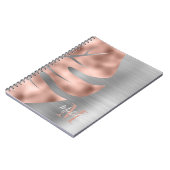 Carnet Monogramme Rose moderne Gold Grey (Côté gauche)