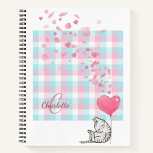 Carnet Monogramme rose moderne mignon pour chat portable