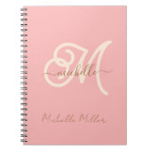 Carnet monogramme rose moderne nom commercial initial or  (Devant)