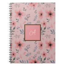 Monogramme rose Motif Floral Boho simple Vintage