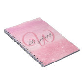 Carnet Monogramme rose ombre Parties scintillant douce (Côté Droit)