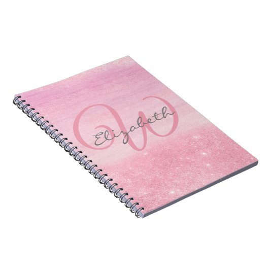 Carnet Monogramme rose ombre Parties scintillant douce (Côté Droit)