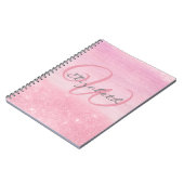 Carnet Monogramme rose ombre Parties scintillant douce (Côté gauche)