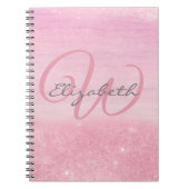 Carnet Monogramme rose ombre Parties scintillant douce (Devant)