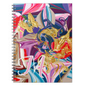 Carnet Monogramme rose or Abstrait liquide à bille d'or (Devant)