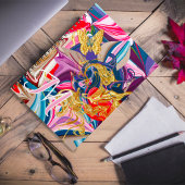 Carnet Monogramme rose or Abstrait liquide à bille d'or