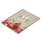 Carnet Monogramme Rose or Fleurs Parties scintillant or c (Côté gauche)