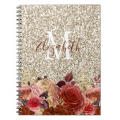 Carnet Monogramme Rose or Fleurs Parties scintillant or c (Devant)