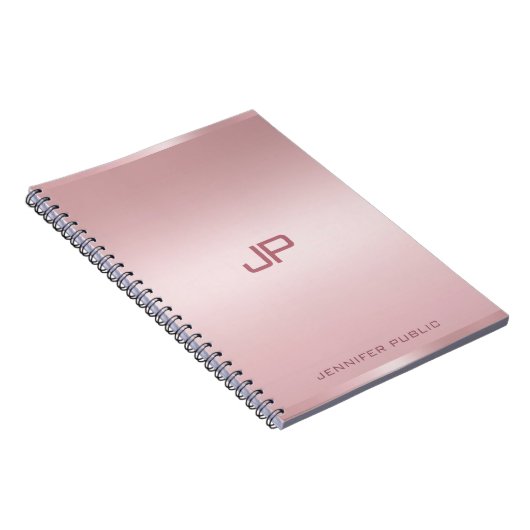 Carnet Monogramme rose or Modèle classique personnalisé (Côté Droit)