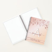 Carnet monogramme rose or rose étoiles (Intérieur)