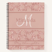 Carnet Monogramme Rose or rose Parties scintillant fille  (Devant)