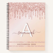Carnet Monogramme rose or rose parties scintillant modern (Devant)