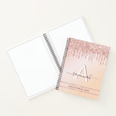 Carnet Monogramme rose or rose parties scintillant modern (Intérieur)