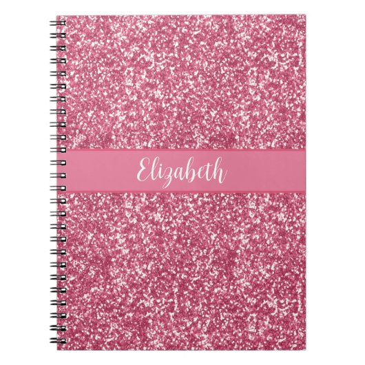 Carnet Monogramme Rose Pailleté Gris Tendance Glamour Bri (Devant)